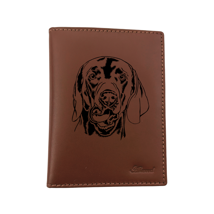 Weimaraner Face Engraved Leather Passport Cover