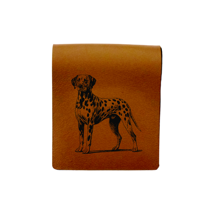 Dalmatian Standing Engraved Genuine Leather Magnetic Bookmark