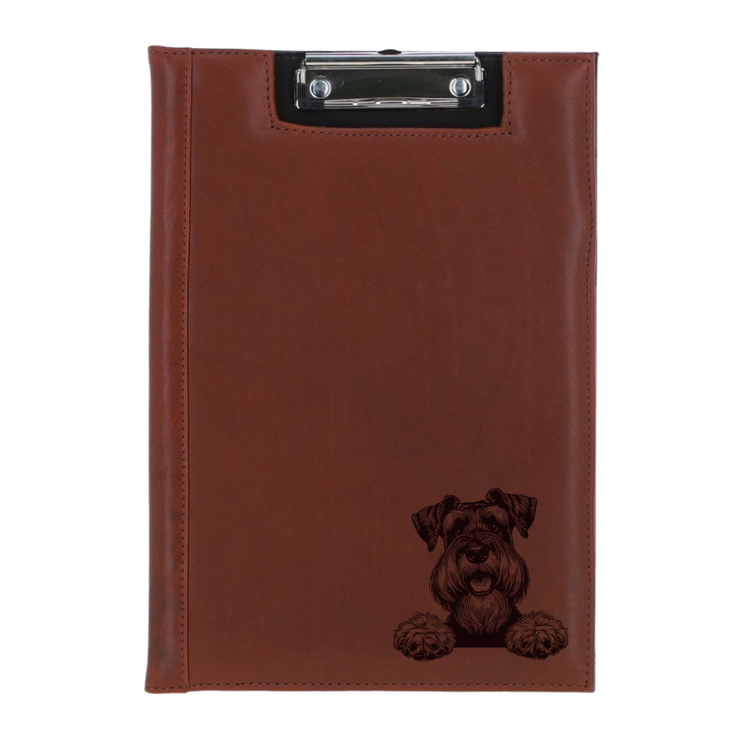Giant Schnauzer Paws Engraved Leather Clipboard