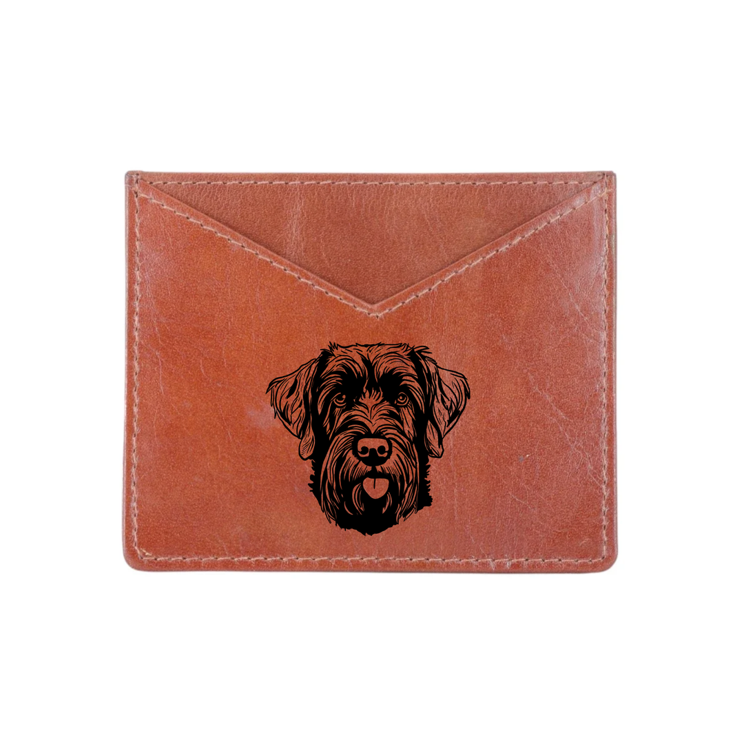 Russian Black Terrier Engraved Genuine Leather Cardholder