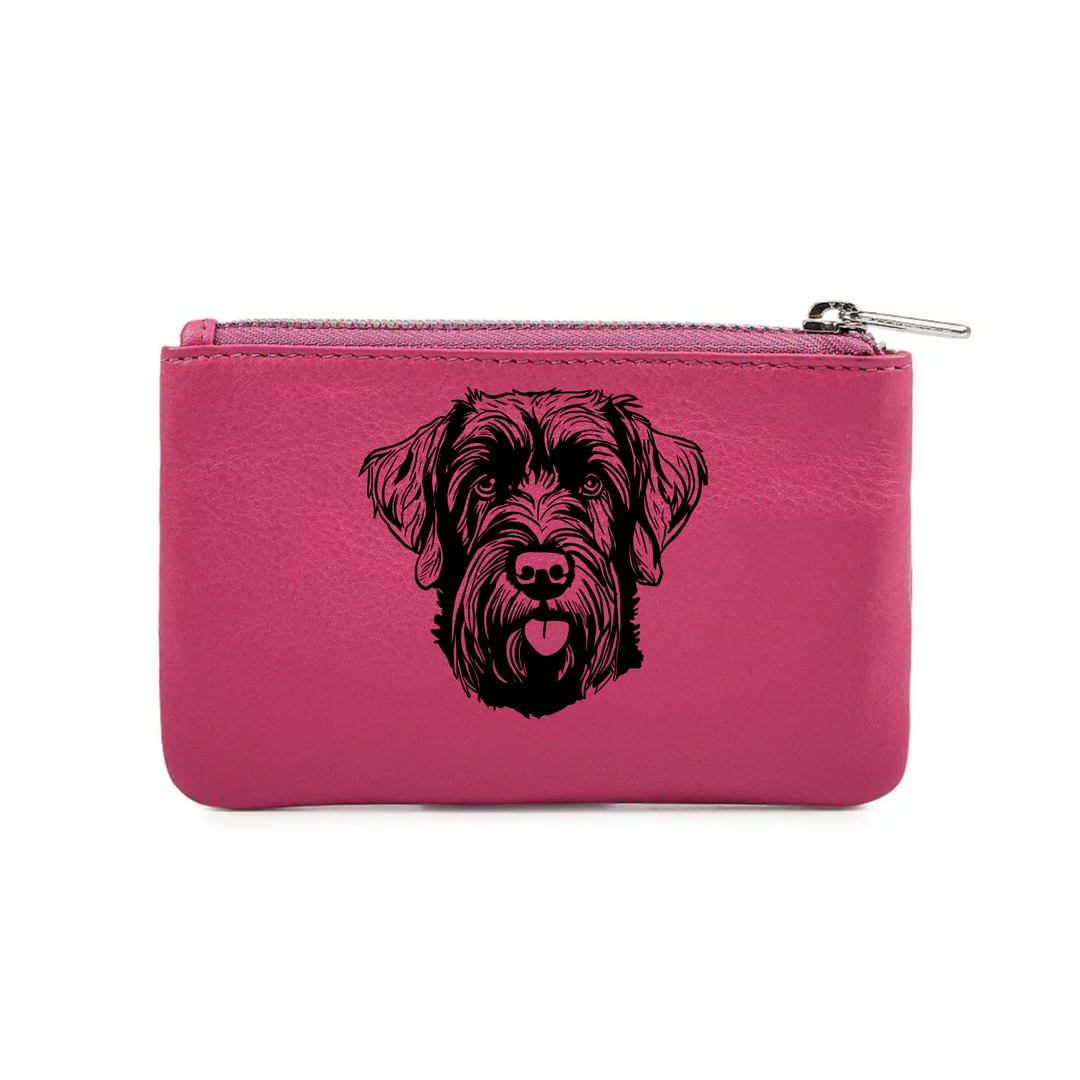 Russian Black Terrier Engraved Genuine Leather Coin Purse (Multiple Colour Options)