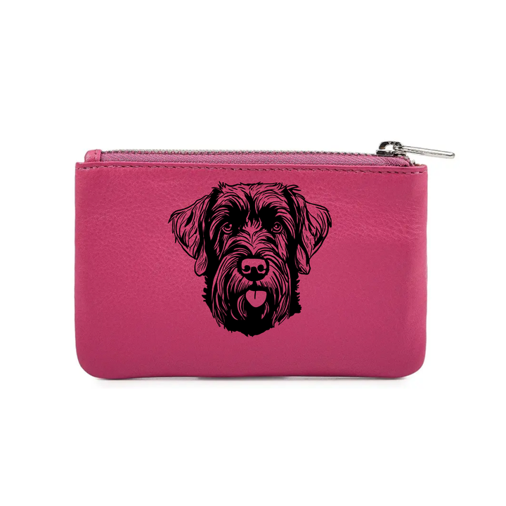Russian Black Terrier Engraved Genuine Leather Coin Purse (Multiple Colour Options)