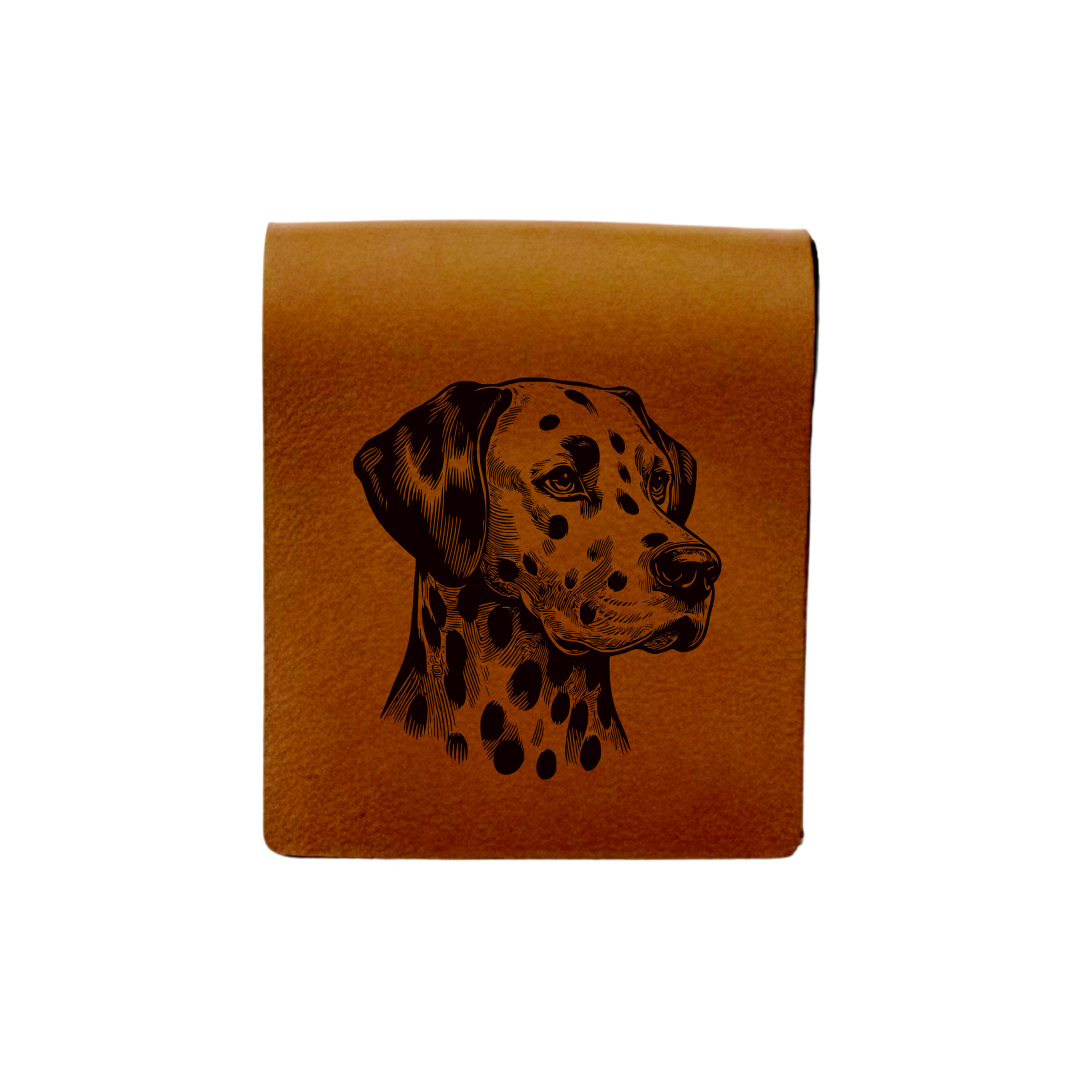 Dalmatian Face Engraved Genuine Leather Magnetic Bookmark