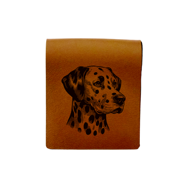 Dalmatian Face Engraved Genuine Leather Magnetic Bookmark