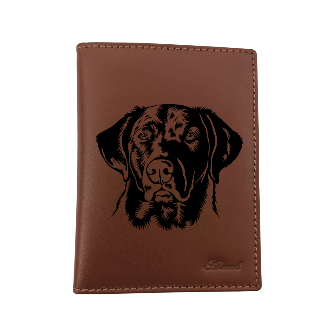 D Labrador Retriever Face Engraved Leather Passport Cover
