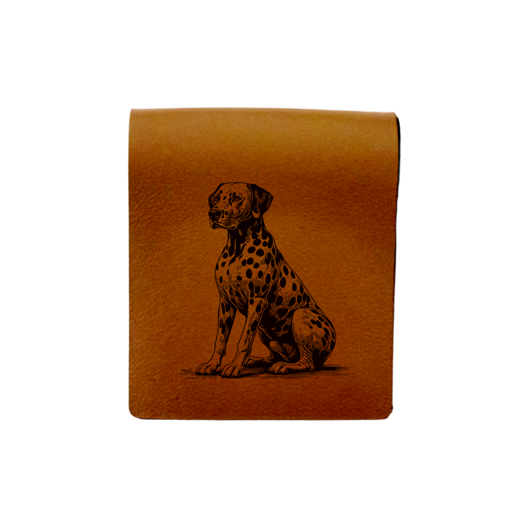 Dalmatian Sitting Engraved Genuine Leather Magnetic Bookmark