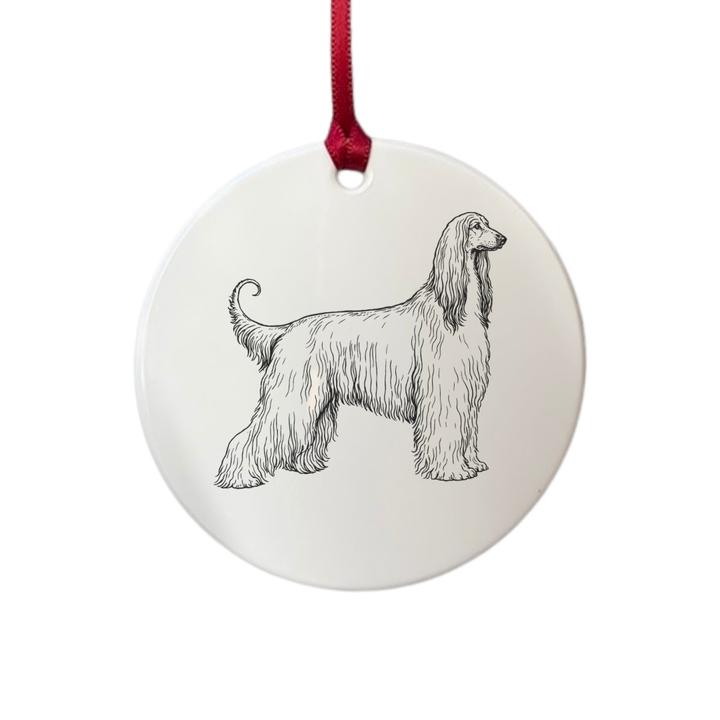 Personalised Afghan Hound Standing Engraved White Acrylic Decoration