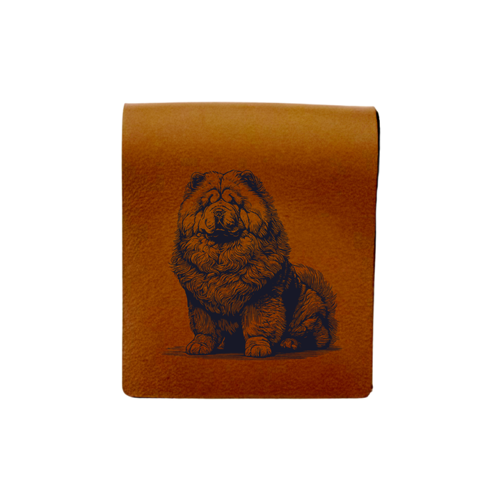 Chow Chow Sitting Engraved Genuine Leather Magnetic Bookmark
