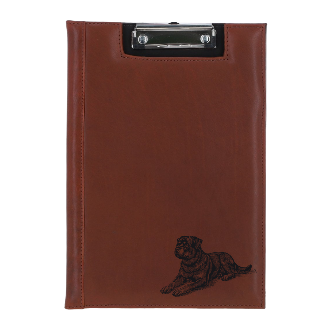Rottweiler Lying Down Engraved Leather Clipboard