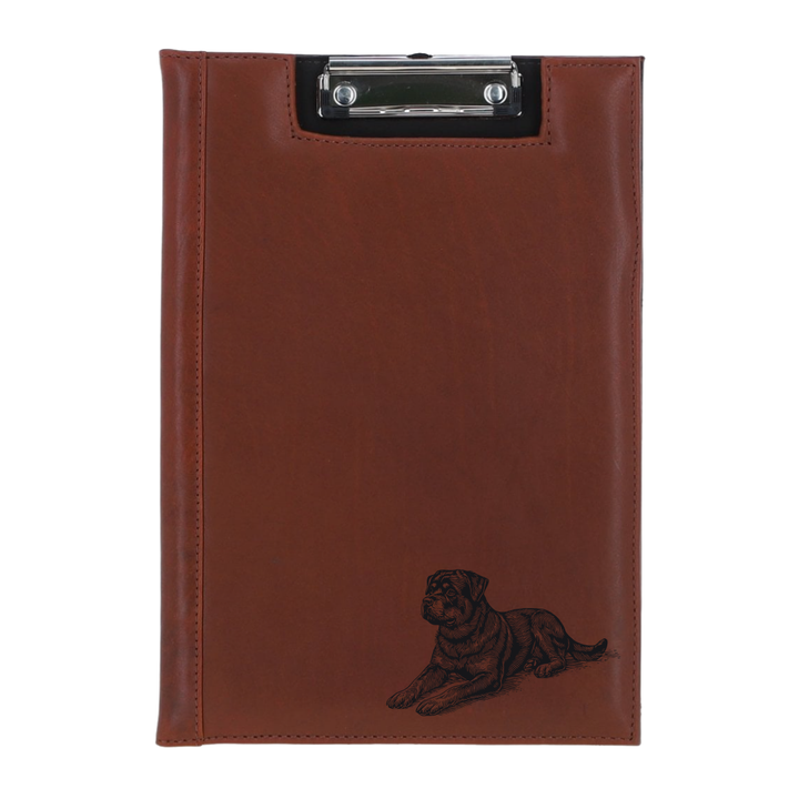 Rottweiler Lying Down Engraved Leather Clipboard