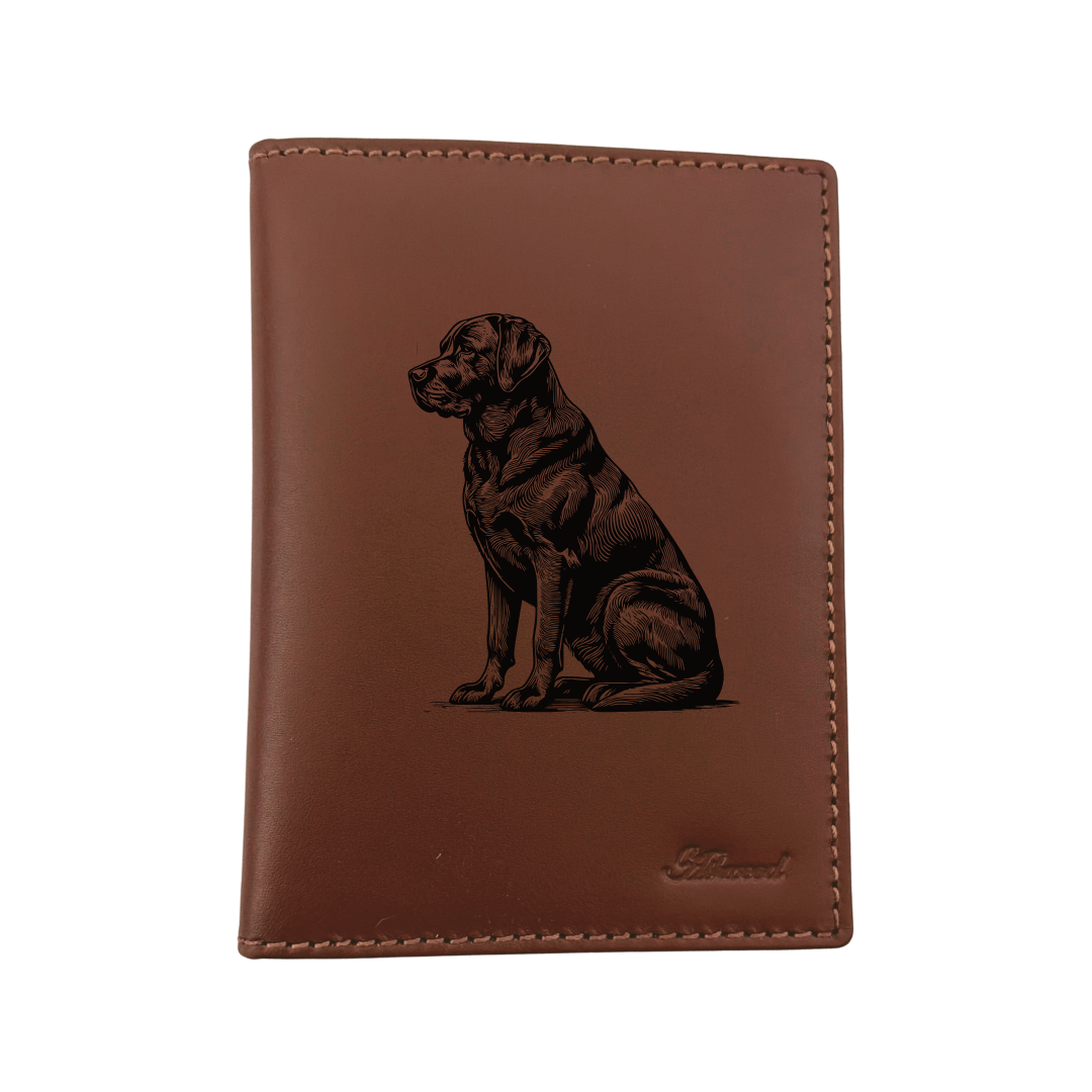 Labrador Retriever Sitting Engraved Leather Passport Cover