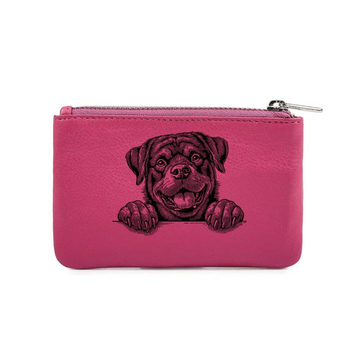 Rottweiler Paws Engraved Genuine Leather Coin Purse (Multiple Colour Options)