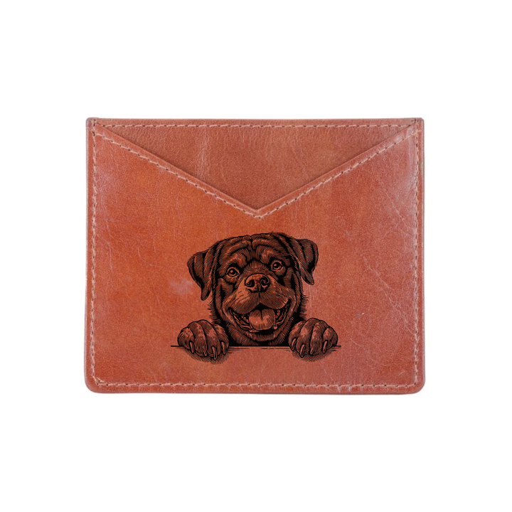 Rottweiler Paws Engraved Genuine Leather Cardholder
