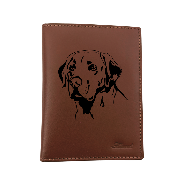 L Labrador Retriever Face Engraved Leather Passport Cover