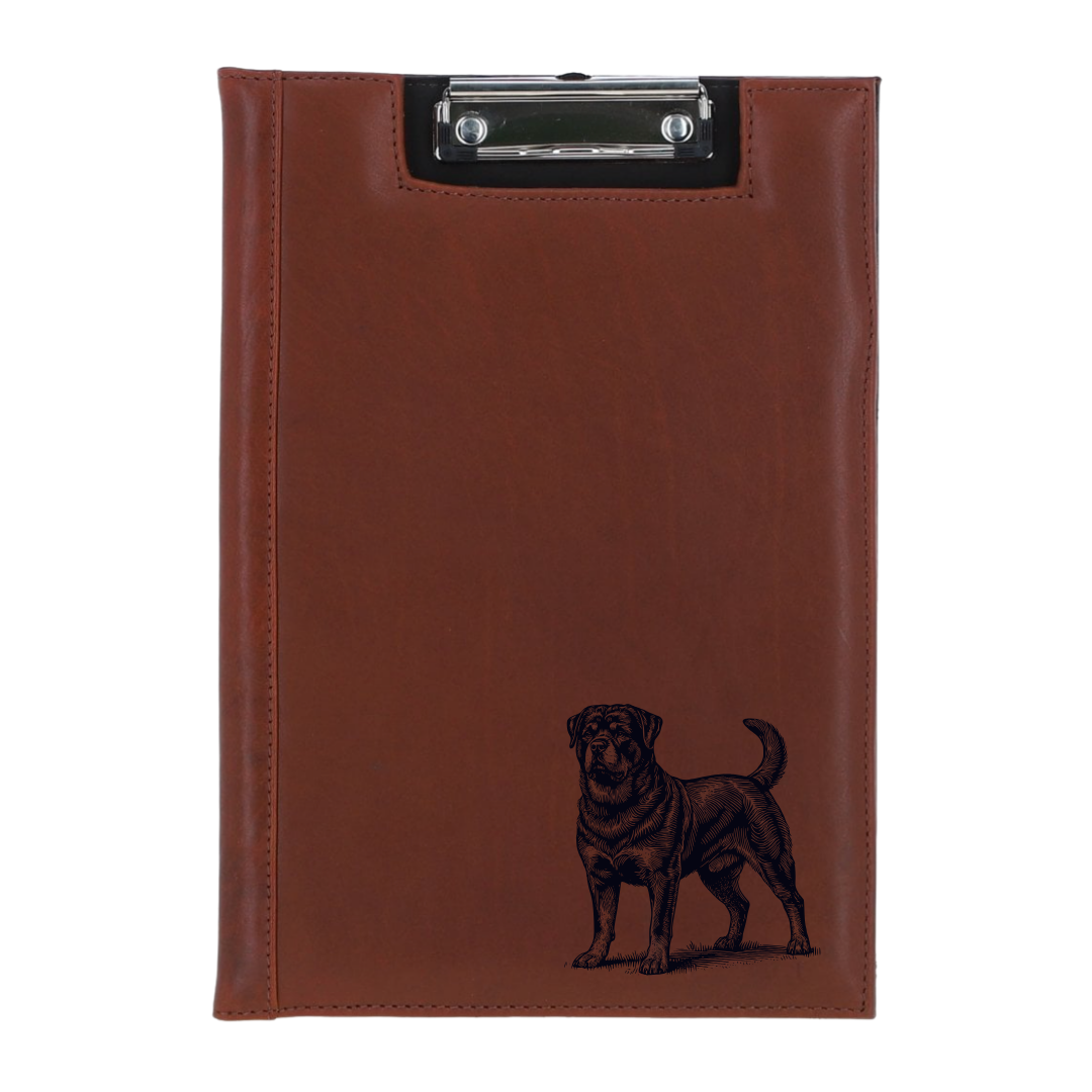 Rottweiler Standing Engraved Leather Clipboard