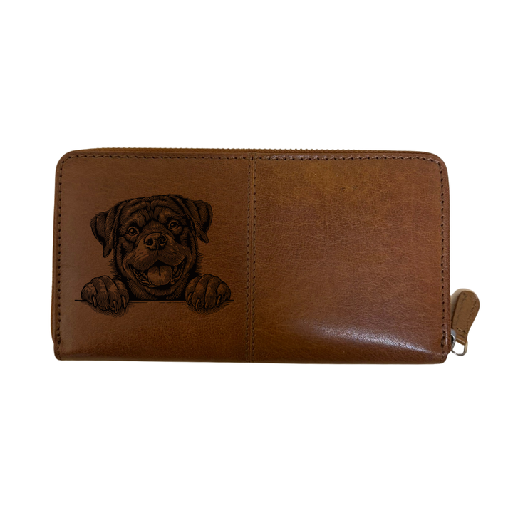 Rottweiler Paws Engraved Large Leather Purse