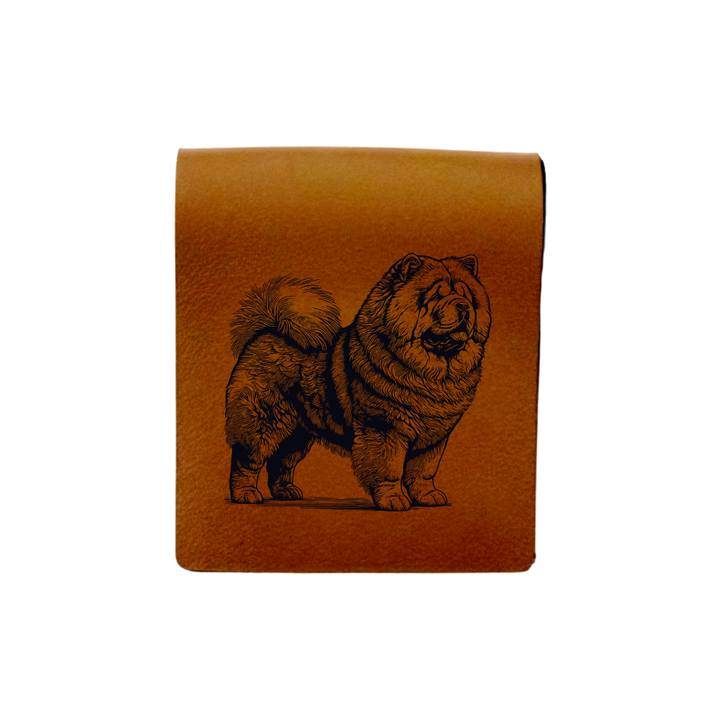 Chow Chow Standing Engraved Genuine Leather Magnetic Bookmark