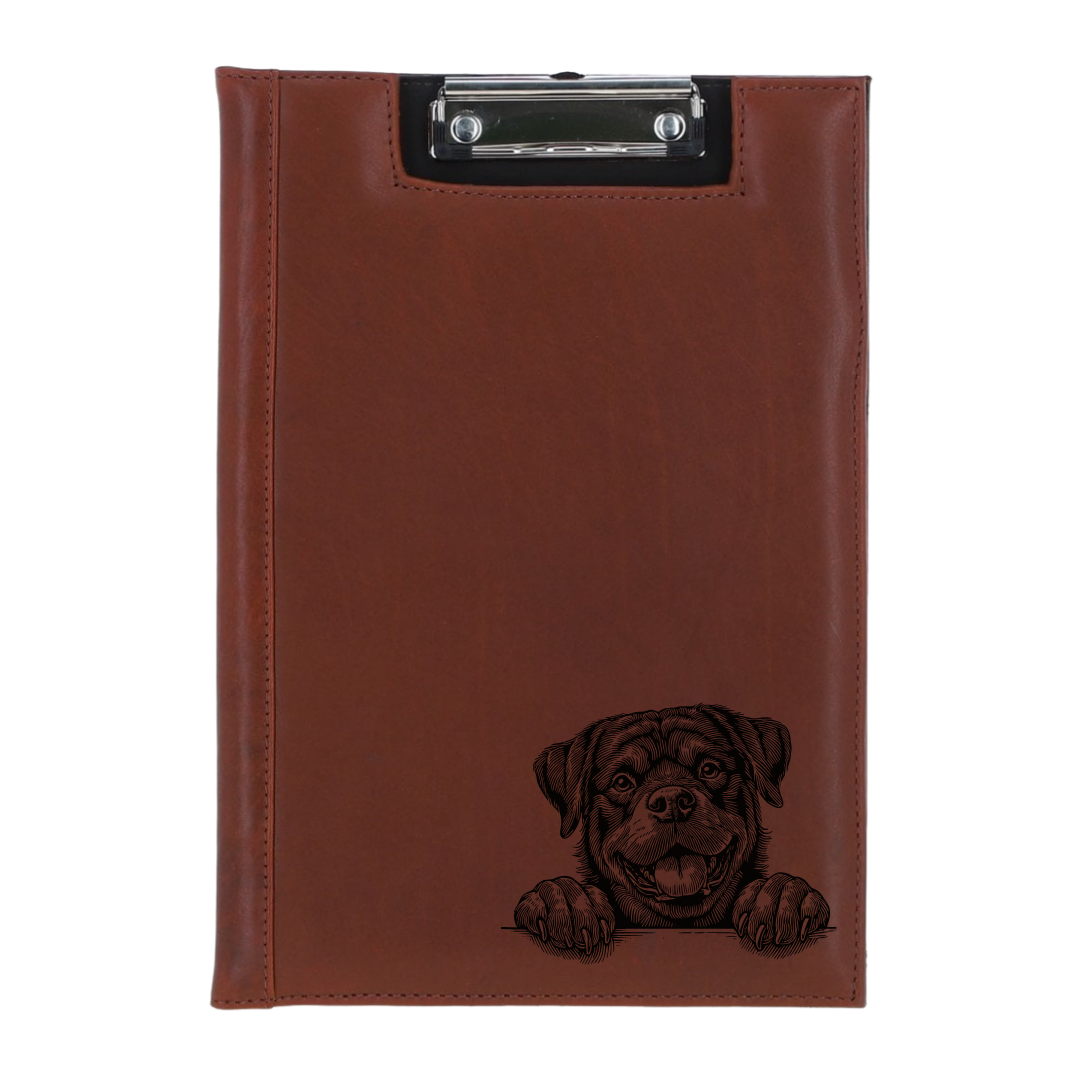 Rottweiler Paws Engraved Leather Clipboard