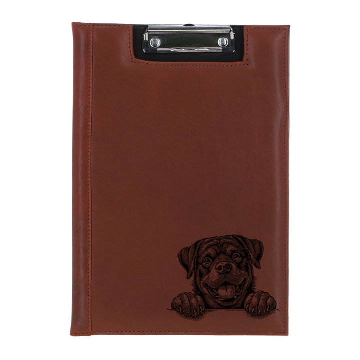 Rottweiler Paws Engraved Leather Clipboard