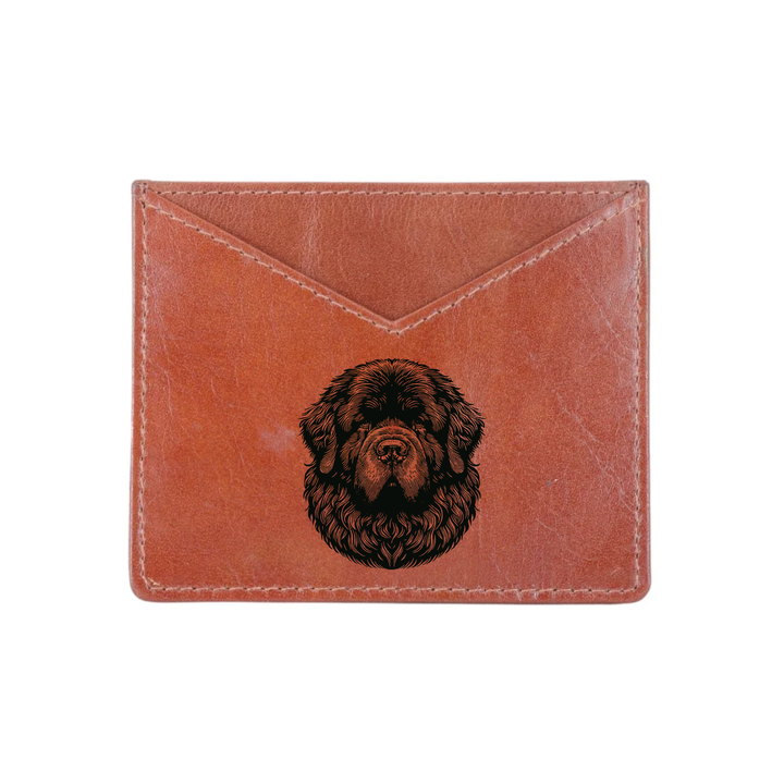 Newfoundland Face Engraved Genuine Leather Cardholder