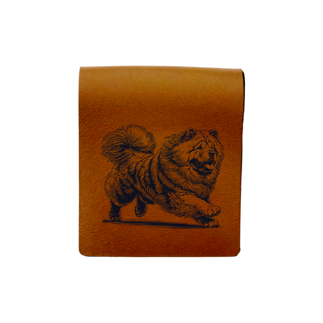 Chow Chow Running Engraved Genuine Leather Magnetic Bookmark