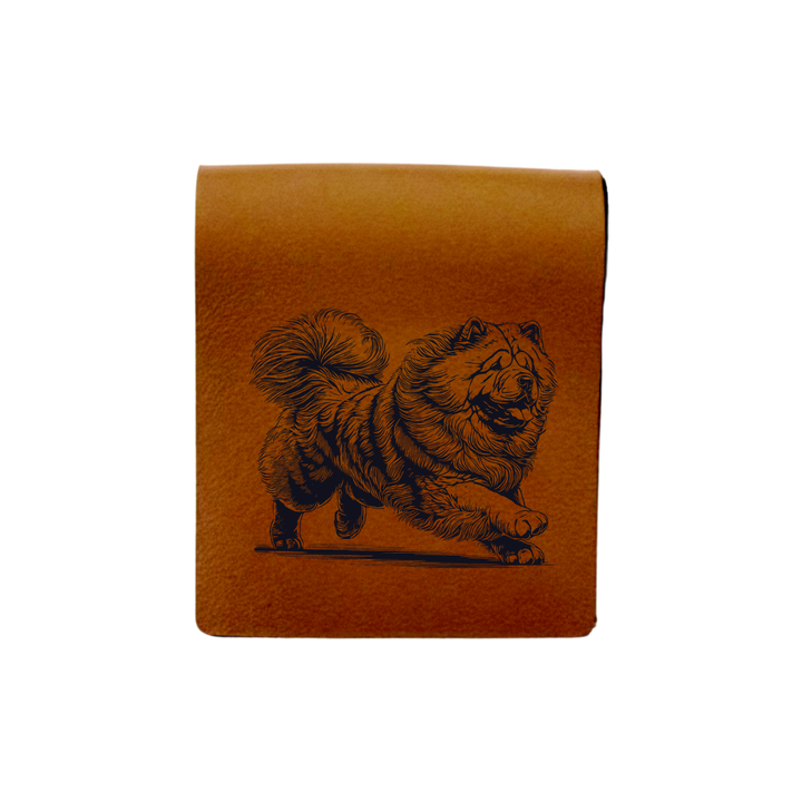 Chow Chow Running Engraved Genuine Leather Magnetic Bookmark