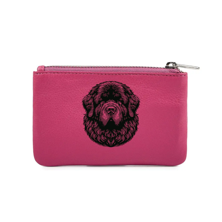 Newfoundland Face Engraved Genuine Leather Coin Purse (Multiple Colour Options)