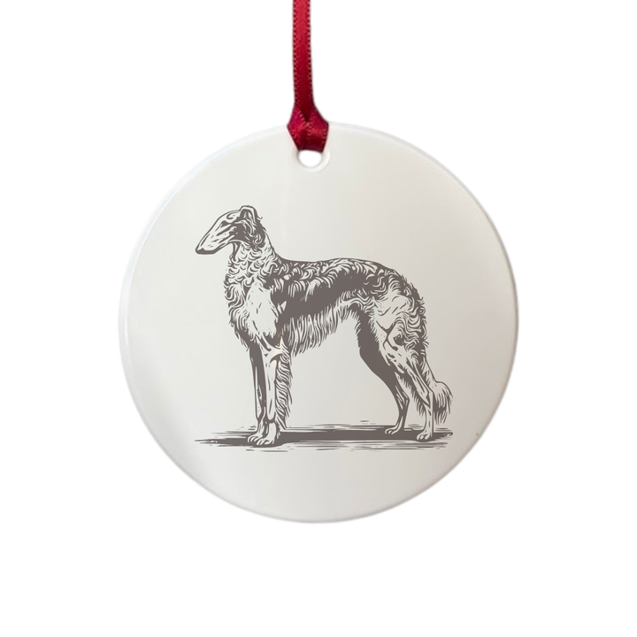 Personalised Borzoi Standing Engraved White Acrylic Decoration