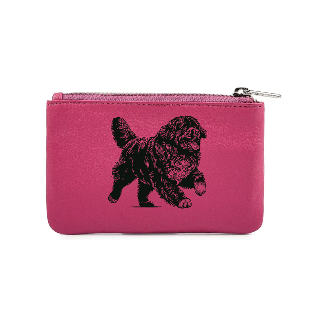 Newfoundland Running Engraved Genuine Leather Coin Purse (Multiple Colour Options)