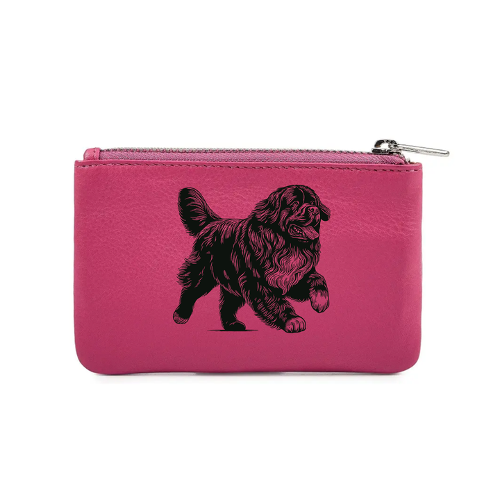 Newfoundland Running Engraved Genuine Leather Coin Purse (Multiple Colour Options)