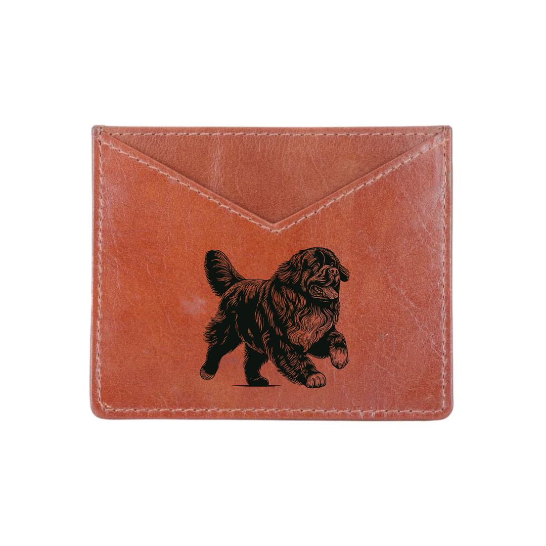 Newfoundland Running Engraved Genuine Leather Cardholder