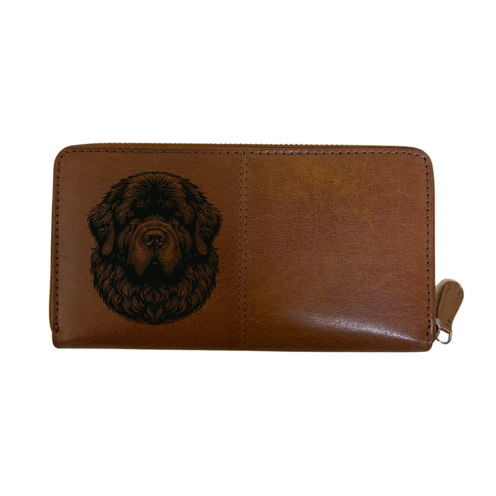Newfoundland Face Engraved Large Leather Purse