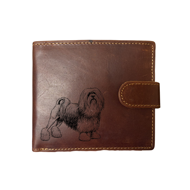 Personalised Lowchen Engraved Dark Tan Genuine Leather Wallet