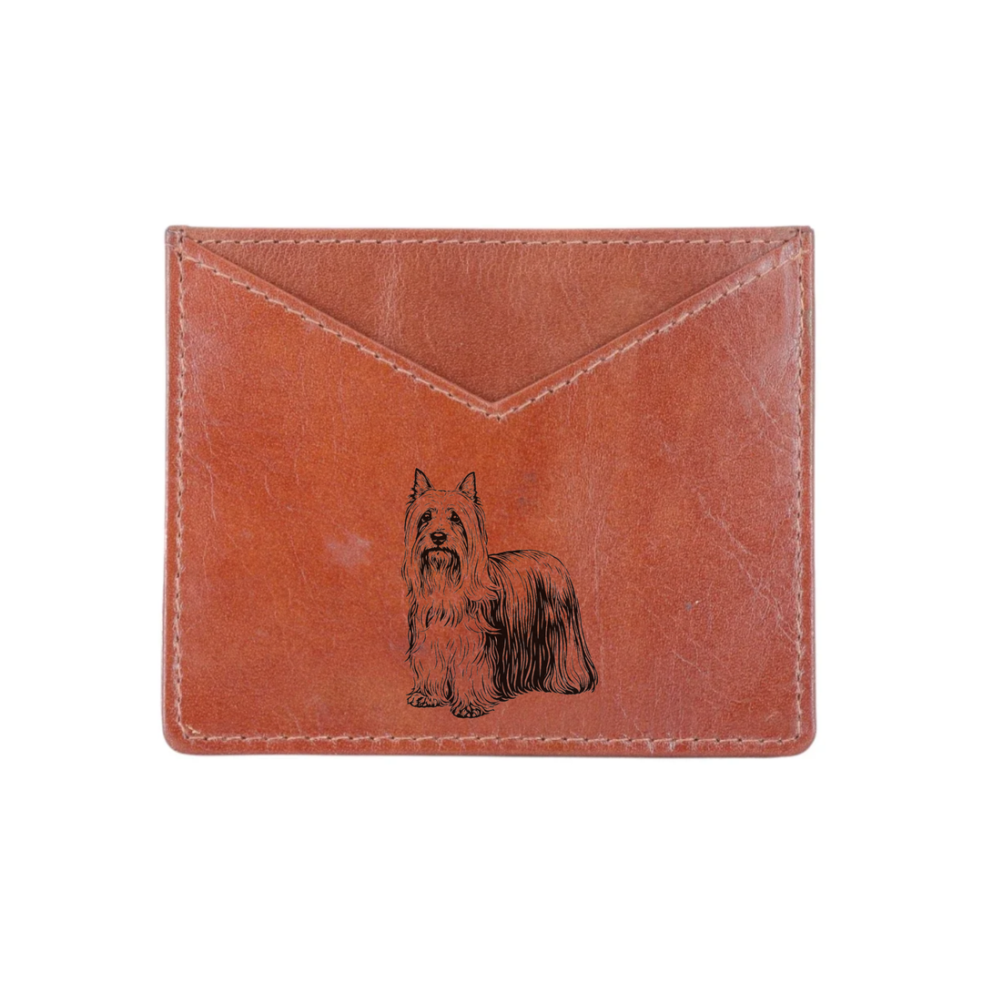 Australian Silky Terrier Engraved Genuine Leather Cardholder