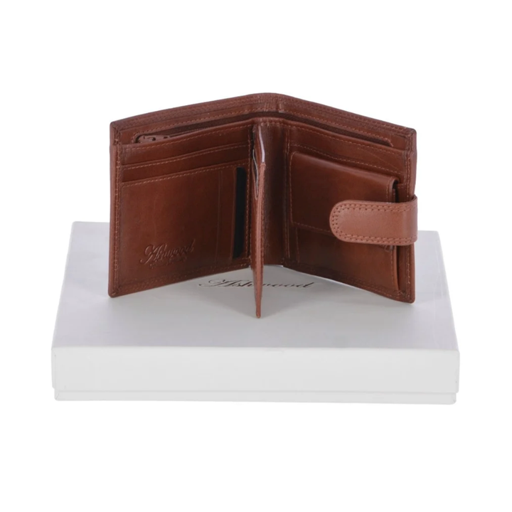 Personalised Papillon Standing Engraved Dark Tan Genuine Leather Wallet