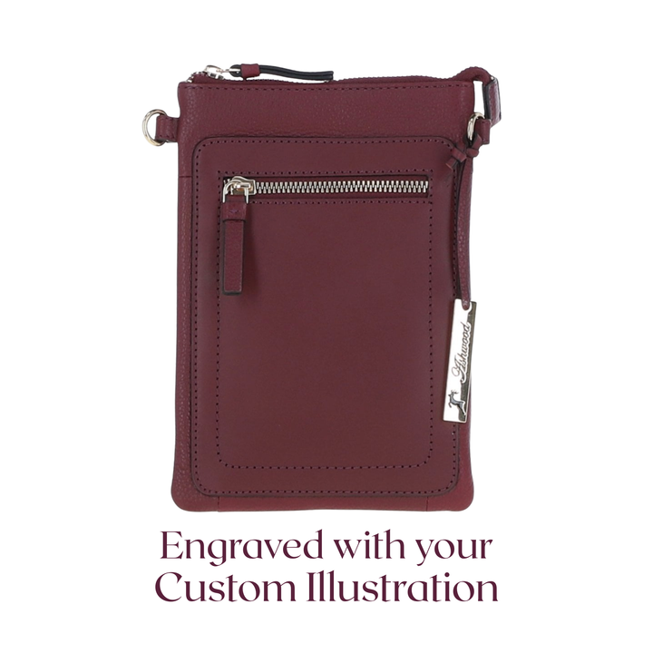 Custom Pet Portrait Engraved Leather Crossbody Smart Phone Bag