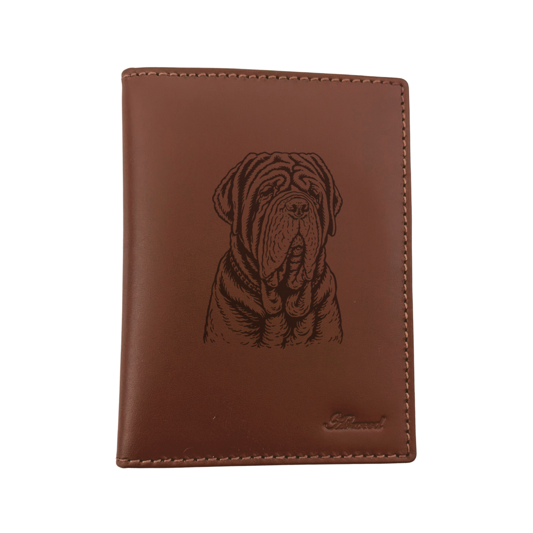 Neapolitan Mastiff Face Engraved Leather Passport Cover