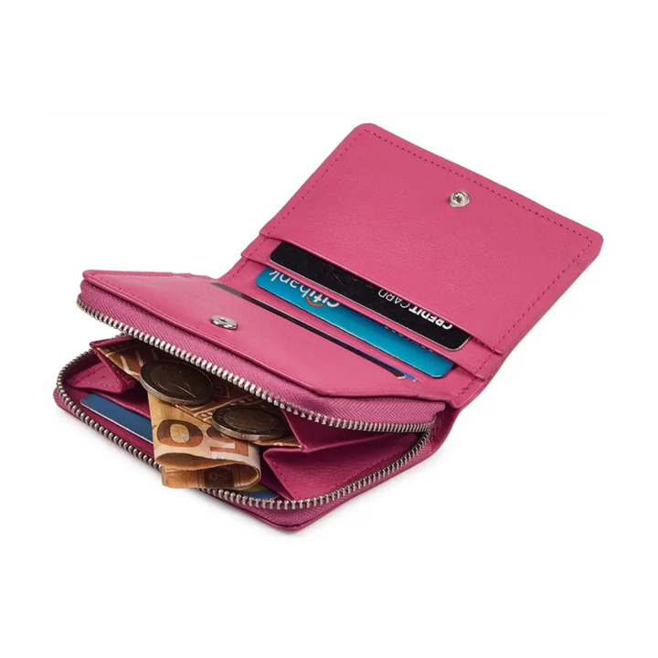Keeshond Face Engraved Small Leather Purse (Green/Pink/Blue/Red)