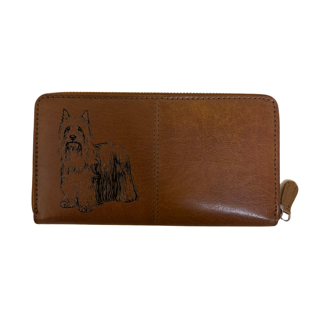 Australian Silky Terrier Engraved Large Leather Purse