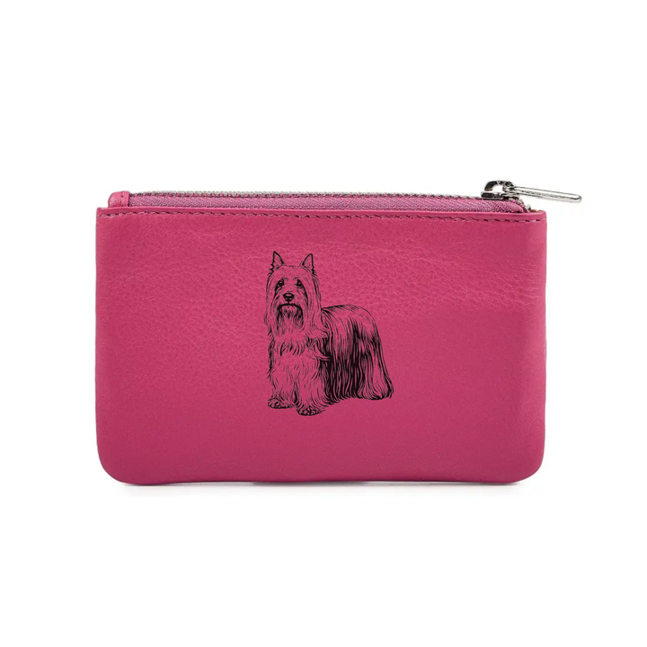 Australian Silky Terrier Engraved Genuine Leather Coin Purse (Multiple Colour Options)