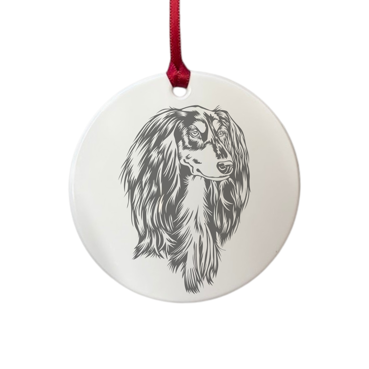 Personalised Saluki Engraved White Acrylic Decoration