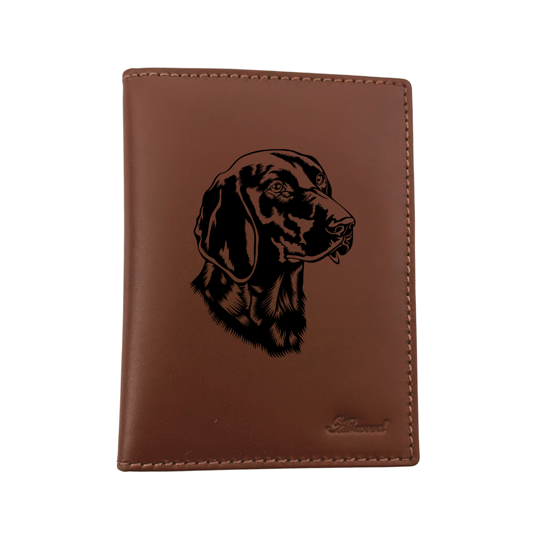 German Shorhaired Pointer SP Face Engraved Leather Passport Cover