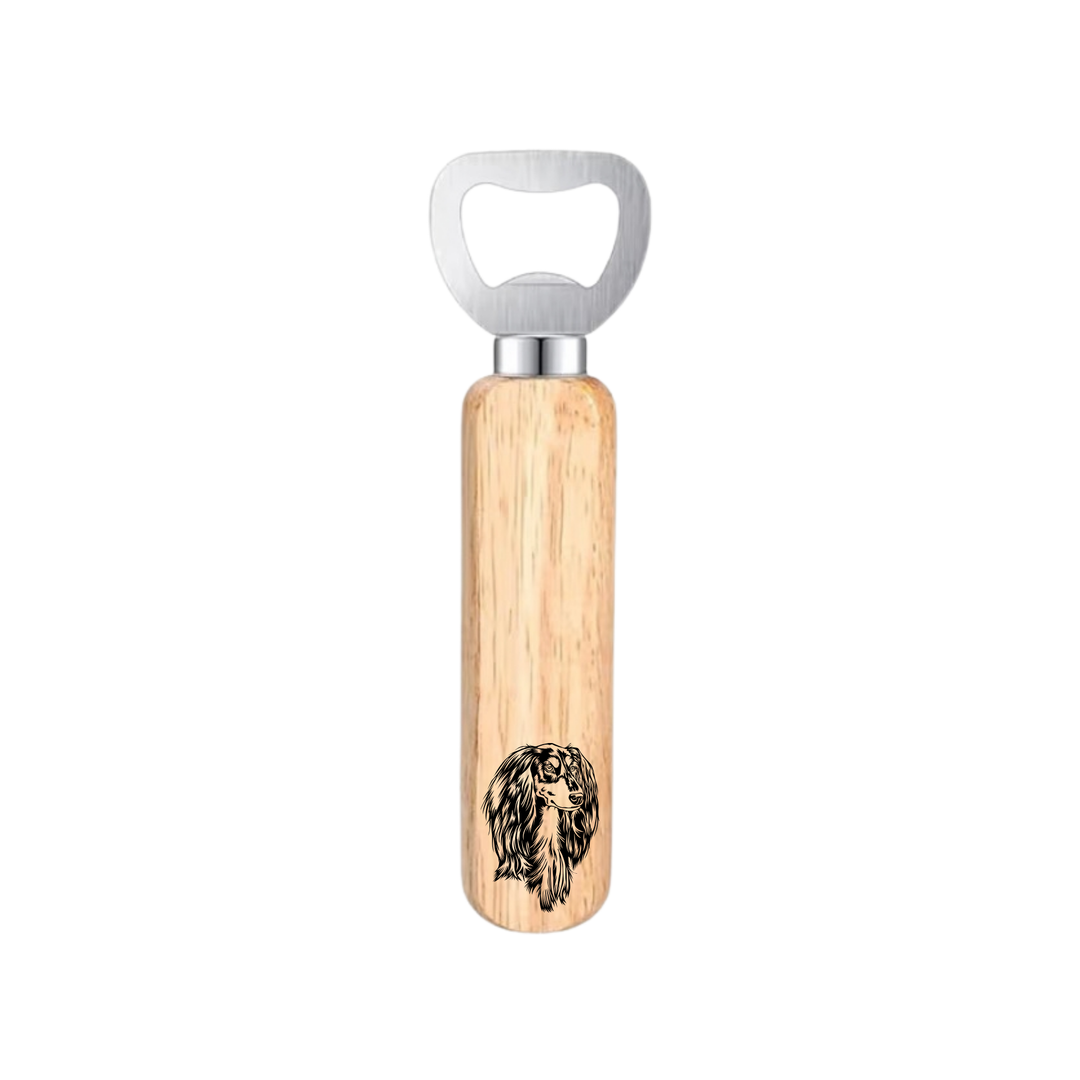 Saluki Face Engraved Wooden Bottle Opener