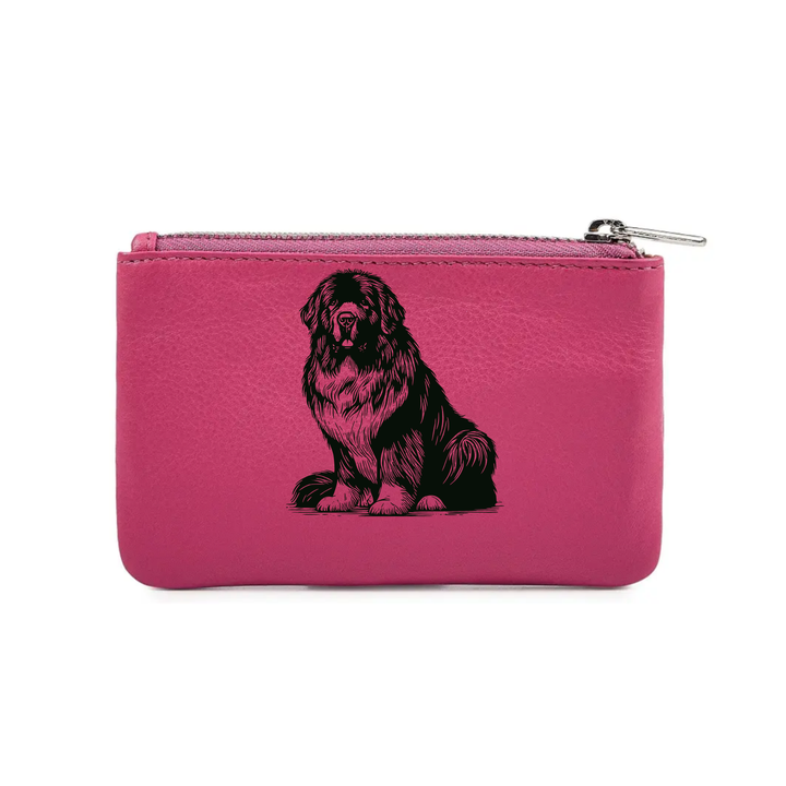 Newfoundland Sitting Engraved Genuine Leather Coin Purse (Multiple Colour Options)