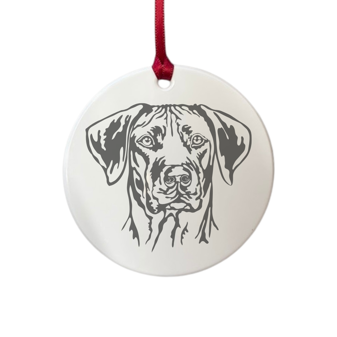Personalised Rhodesian Ridgeback Engraved White Acrylic Decoration