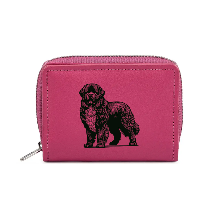 Newfoundland Standing Engraved Small Leather Purse (Green/Pink/Blue/Red)