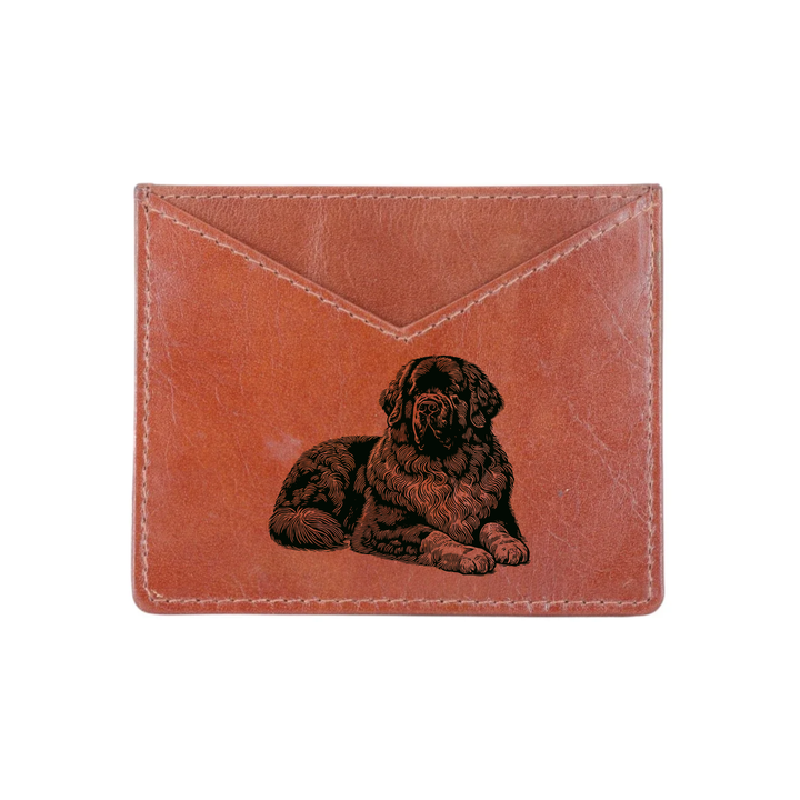 Newfoundland Lying Down Engraved Genuine Leather Cardholder
