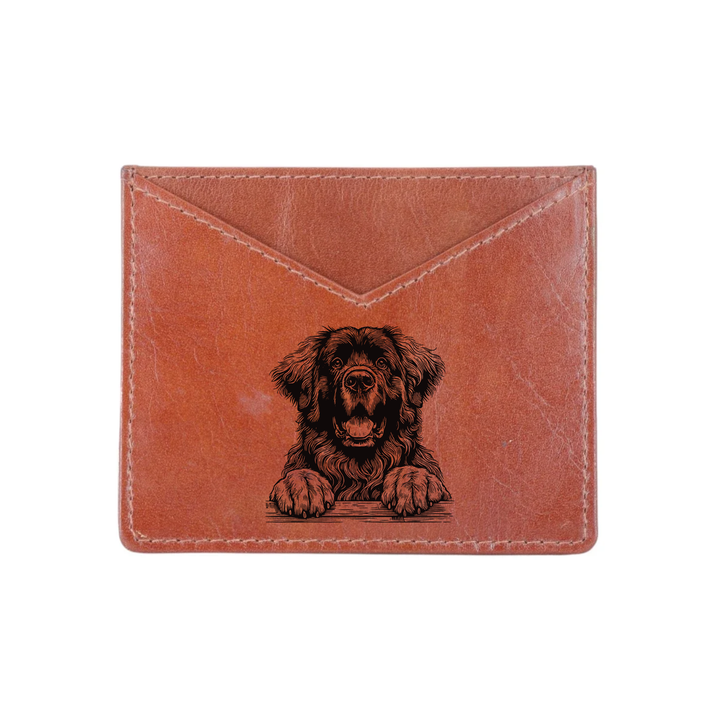Leonberger Paws Engraved Genuine Leather Cardholder