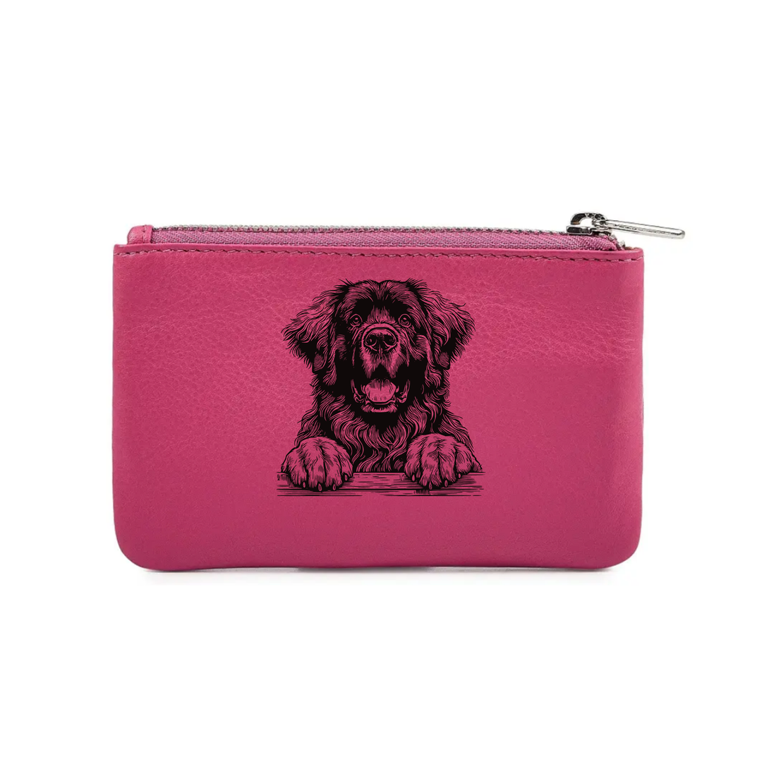 Leonberger Paws Engraved Genuine Leather Coin Purse (Multiple Colour Options)