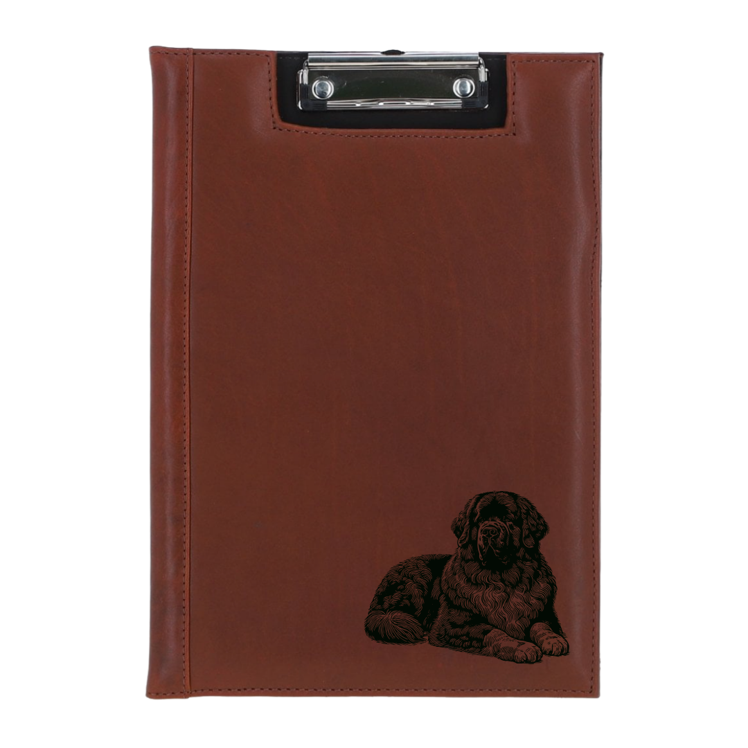 Newfoundland Lying Down Engraved Leather Clipboard